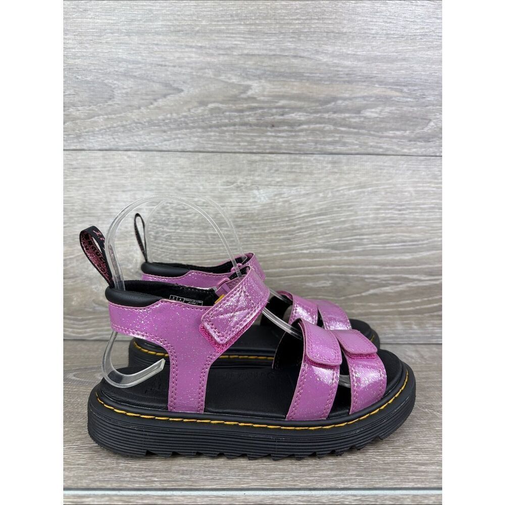 Dr Martens Klaire Glitter Pink Leather Women’s Sz 5 Ankle Wrap Platform Sandals